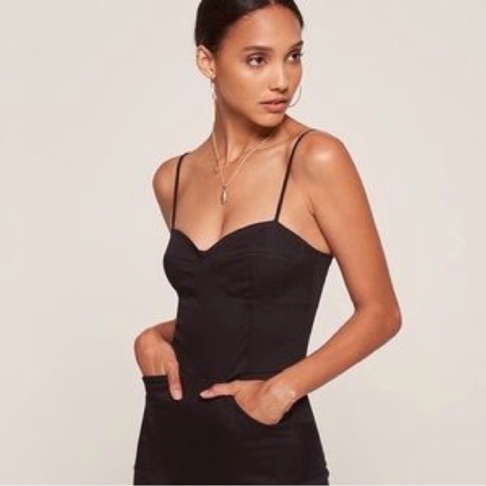 Reformation Norwood Black Sweetheart Jumpsuit Wide Leg Size 2 - Picture 6 of 15